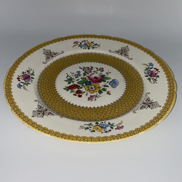 Antique Royal Cauldon Est 1774 Made in England Yellow Floral 11” Dinner Plate - Picture 4 of 12